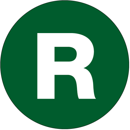 1" Circle - "R" (Green) Letter Labels